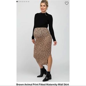 Maternity Animal Print Midi Skirt